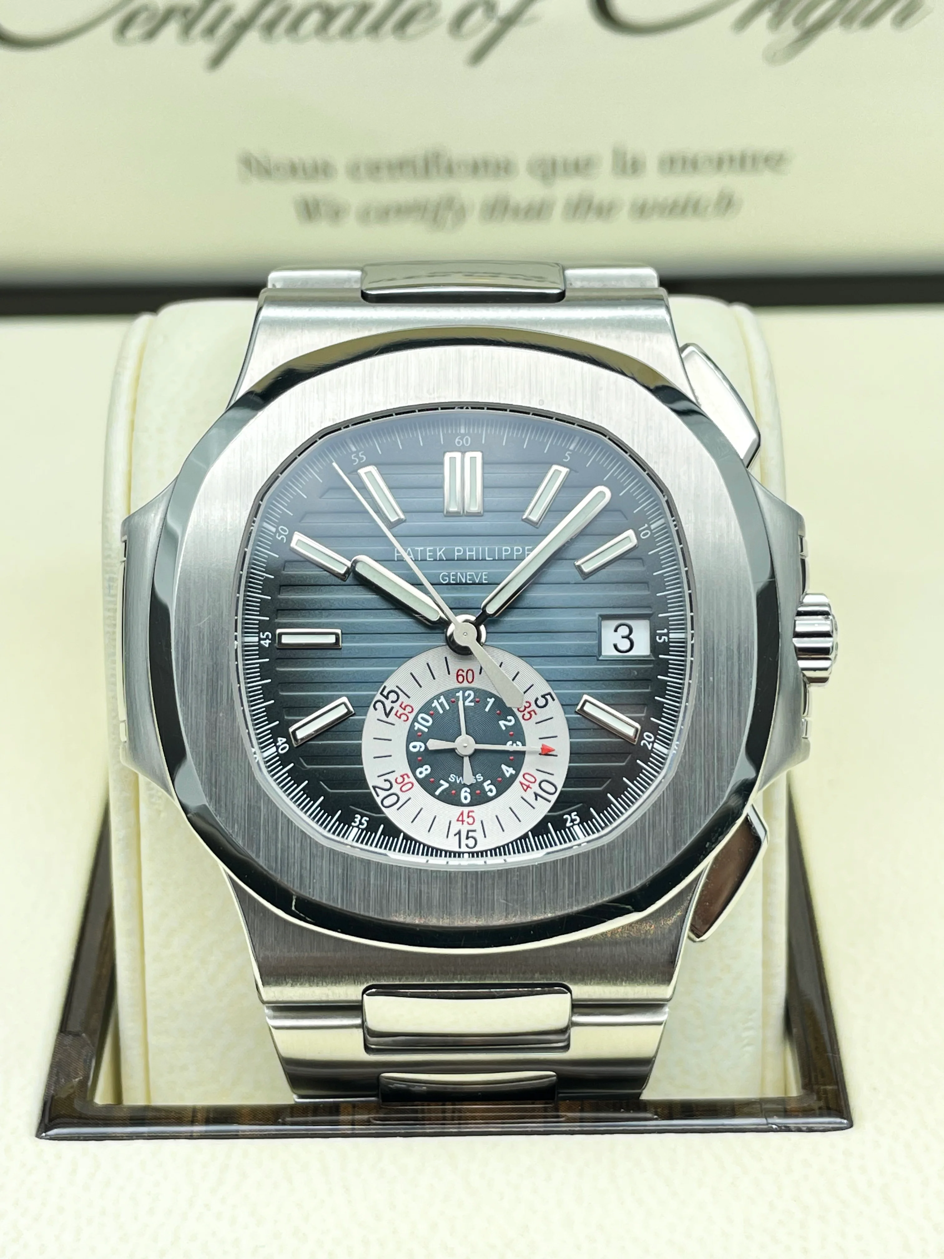Patek Philippe Nautilus Chronograph Blue 5980/1A-001 Geneva Seal 2009 [Preowned] - Image 7