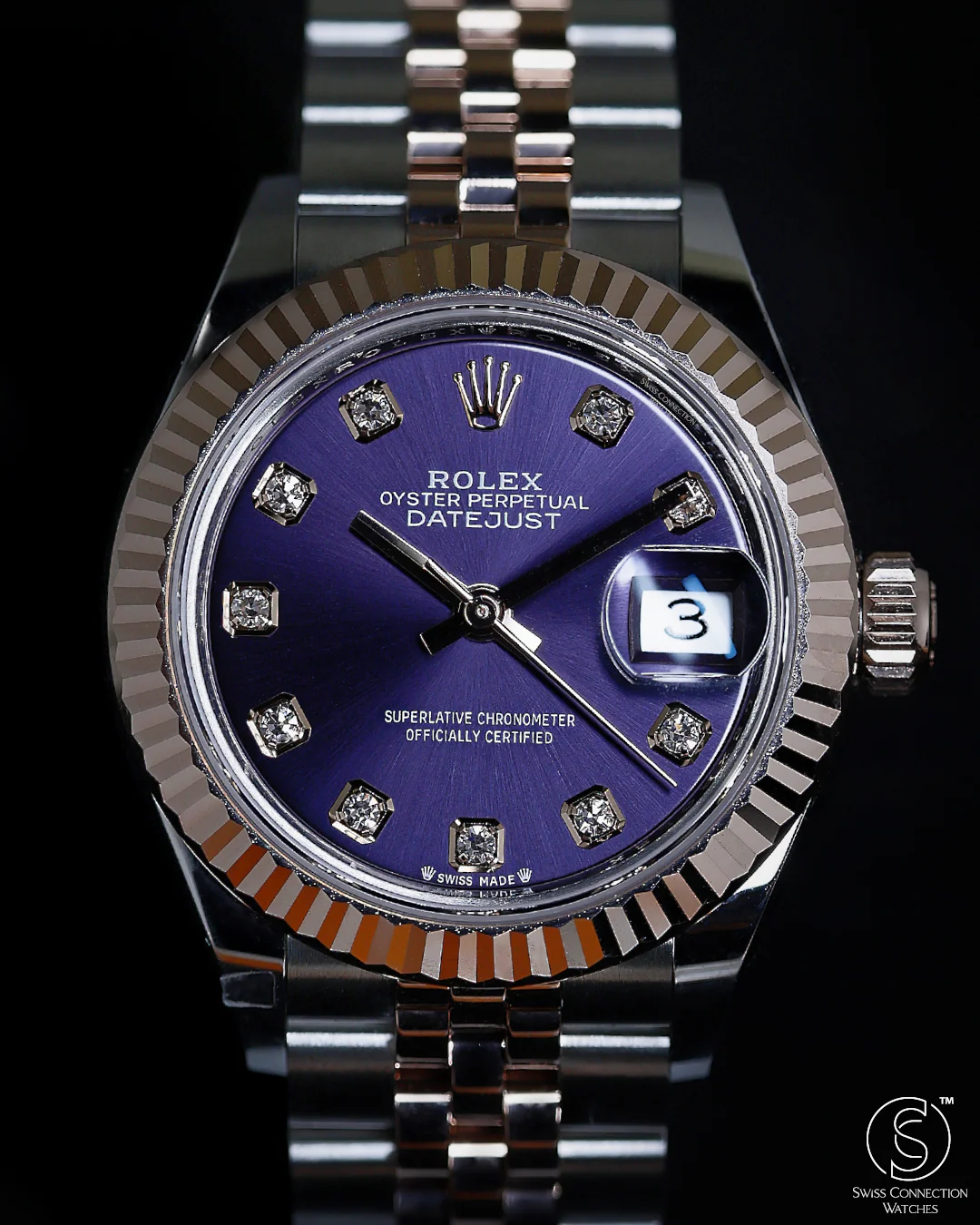 Rolex Datejust 28mm 10 Diamond Aubergine Steel Everose on Jubilee 279171 - Image 2