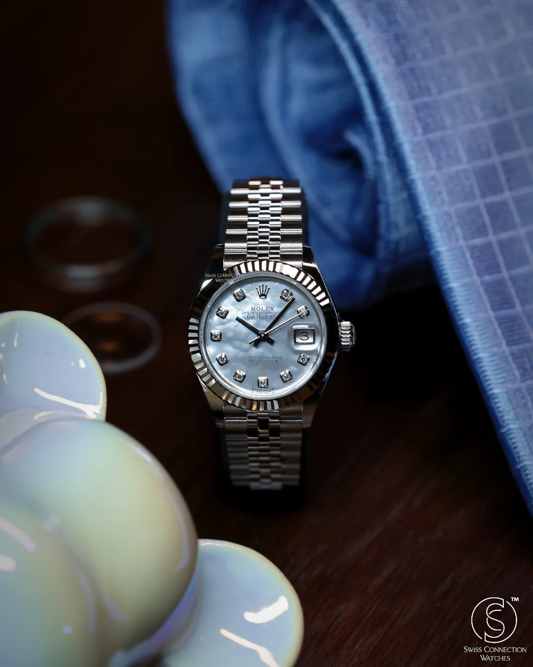 Rolex Datejust 28mm 10 Diamonds White Mother of Pearl Jubilee 279174 - Image 5