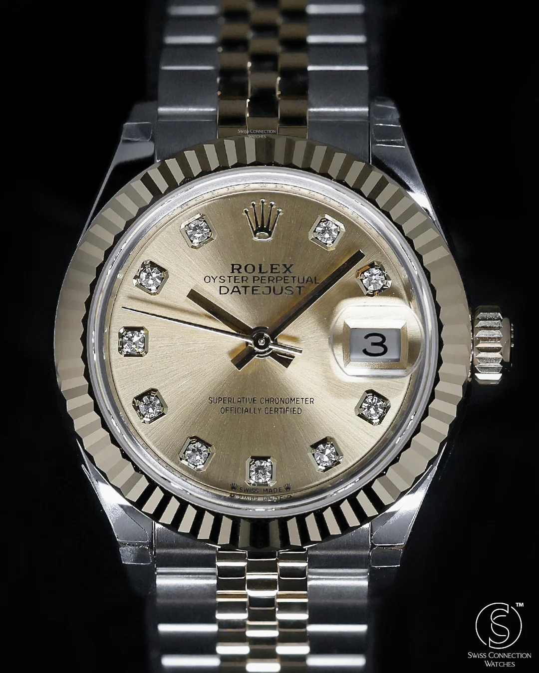 Rolex Datejust 28mm Champagne 10 Diamonds Rolesor Jubilee 279173 - Image 2