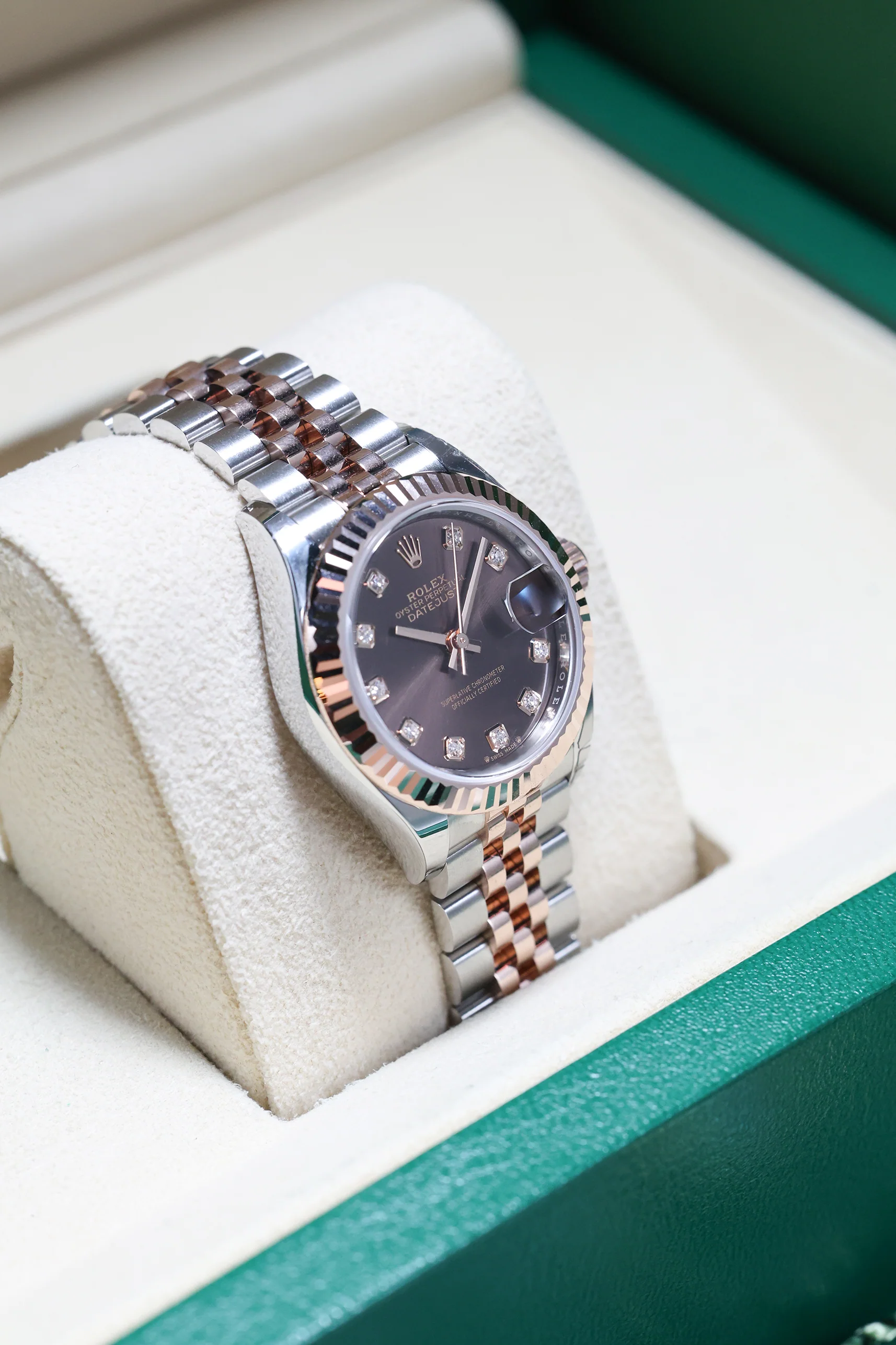 Rolex Datejust 28mm Chocolate 10 Diamond Steel Everose on Jubilee 279171 - Image 10
