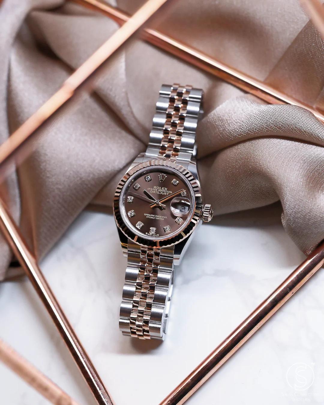 Rolex Datejust 28mm Chocolate 10 Diamond Steel Everose on Jubilee 279171 - Image 4