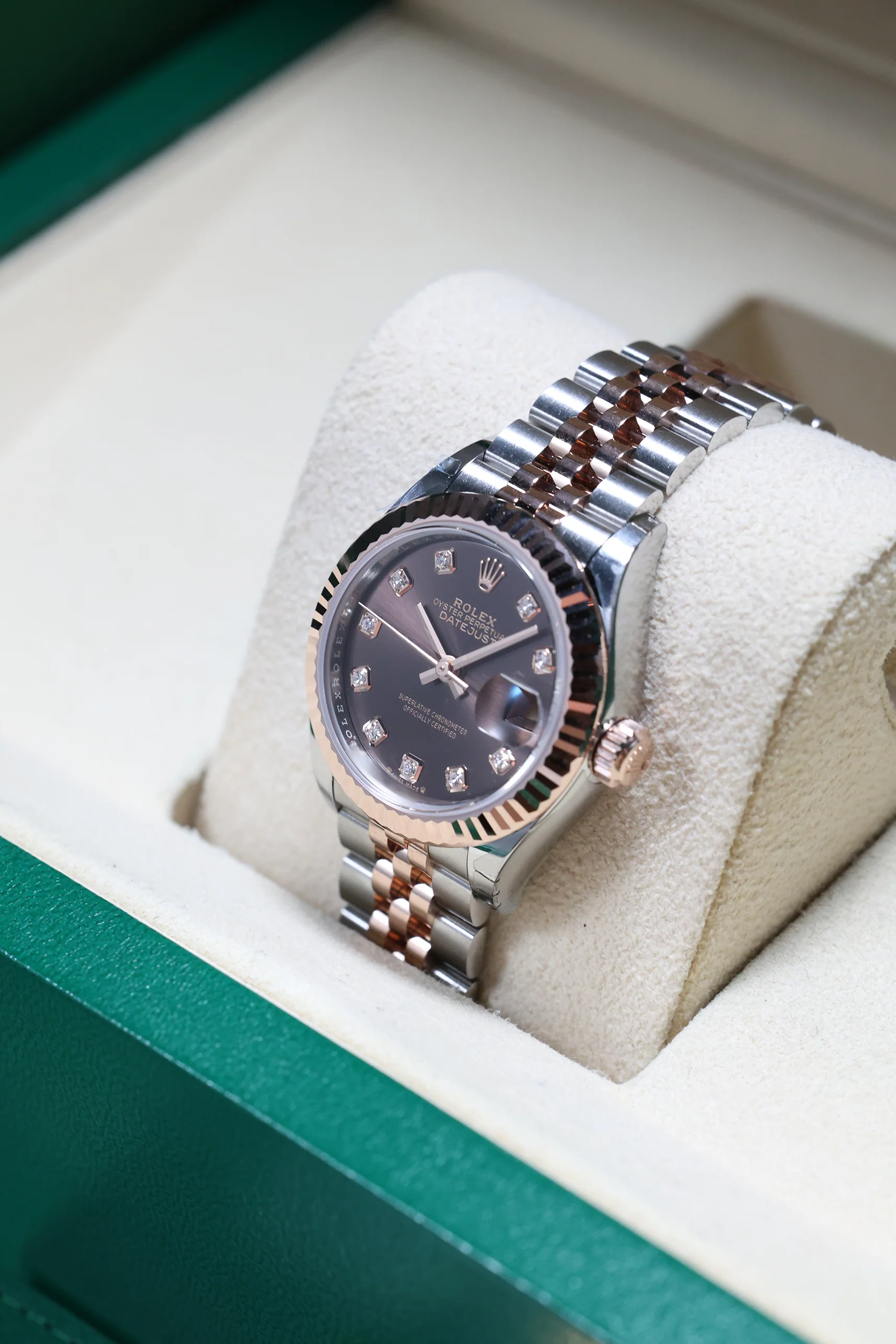 Rolex Datejust 28mm Chocolate 10 Diamond Steel Everose on Jubilee 279171 - Image 9