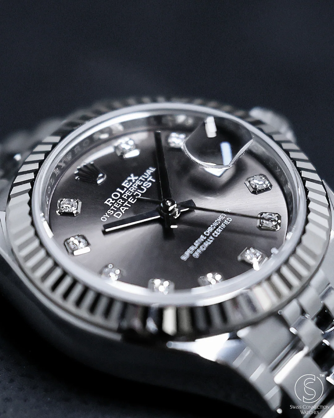 Rolex Datejust 28mm Dark Grey 10 Diamonds Jubilee 279174 - Image 3