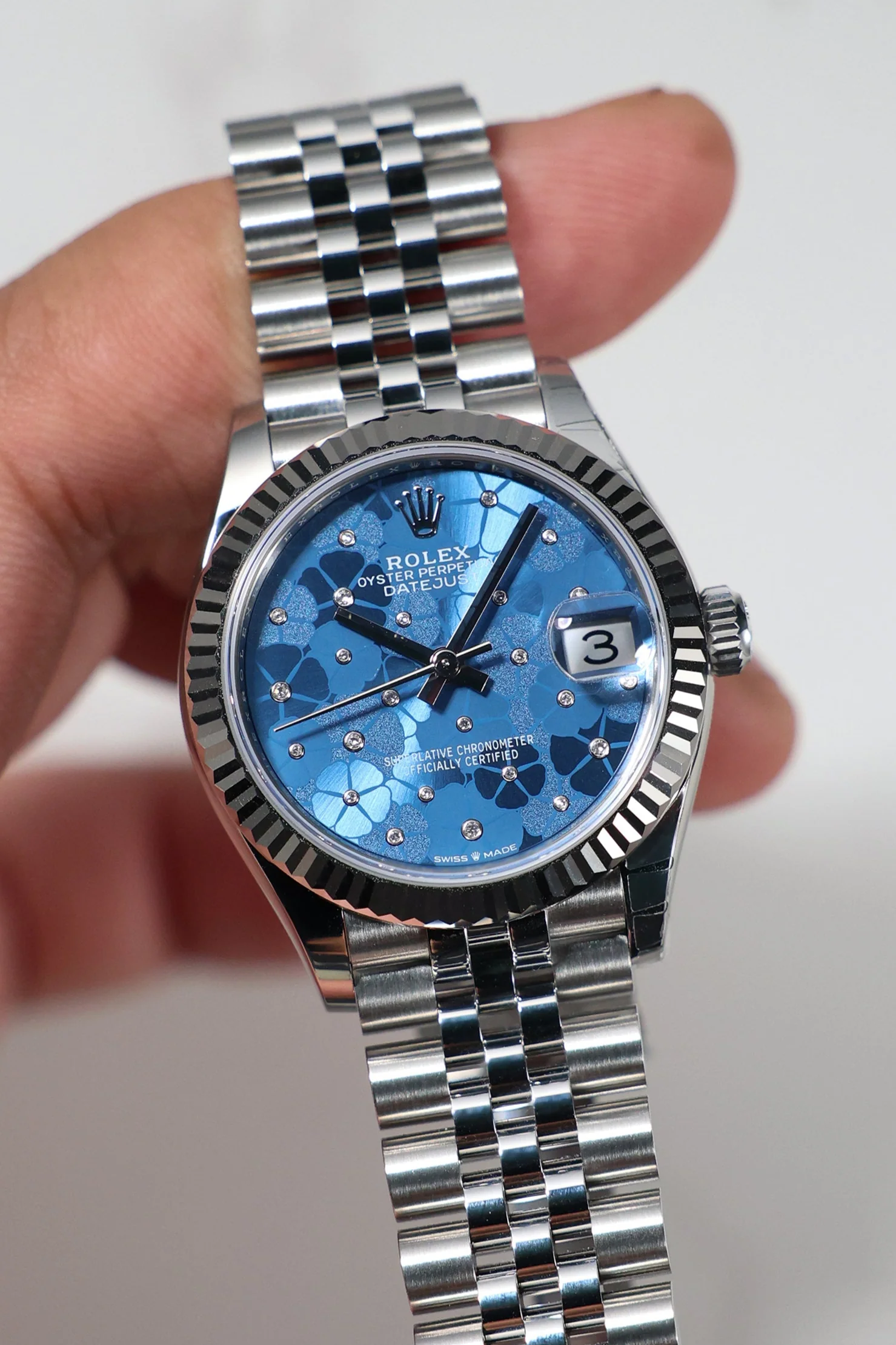 Rolex Datejust 31mm Azzurro Blue Floral Motif Jubilee 278274 - Image 7