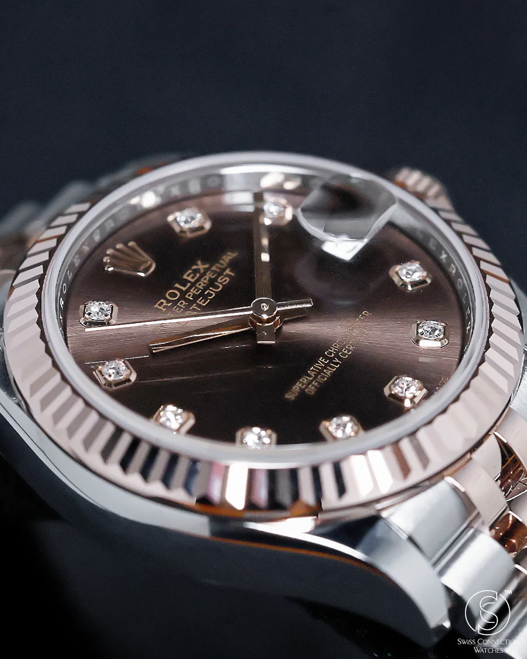 Rolex Datejust 31mm Chocolate 10 Diamonds Steel Everose Jubilee 278271 - Image 3