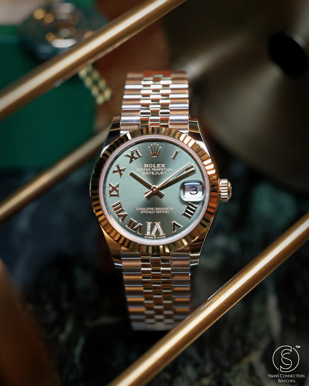 Rolex Datejust 31mm Olive Green 11 Diamonds Steel Rolesor Jubilee 278273 - Image 5