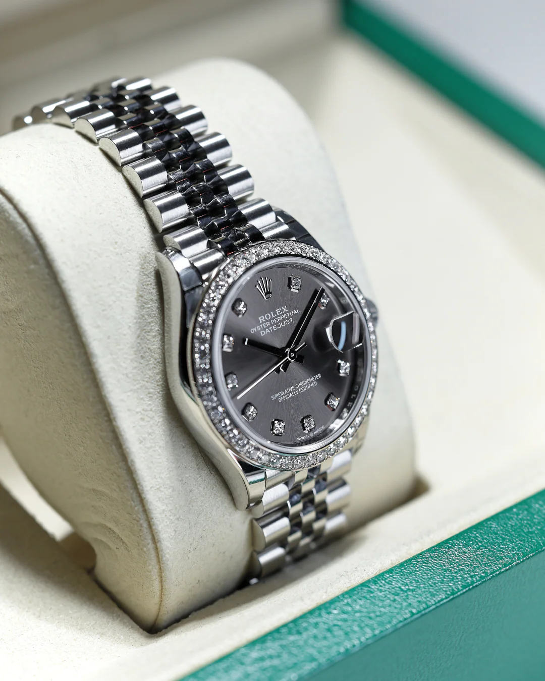Rolex Datejust 31mm Diamond Bezel 10 Diamond Grey Jubilee 278384RBR - Image 10
