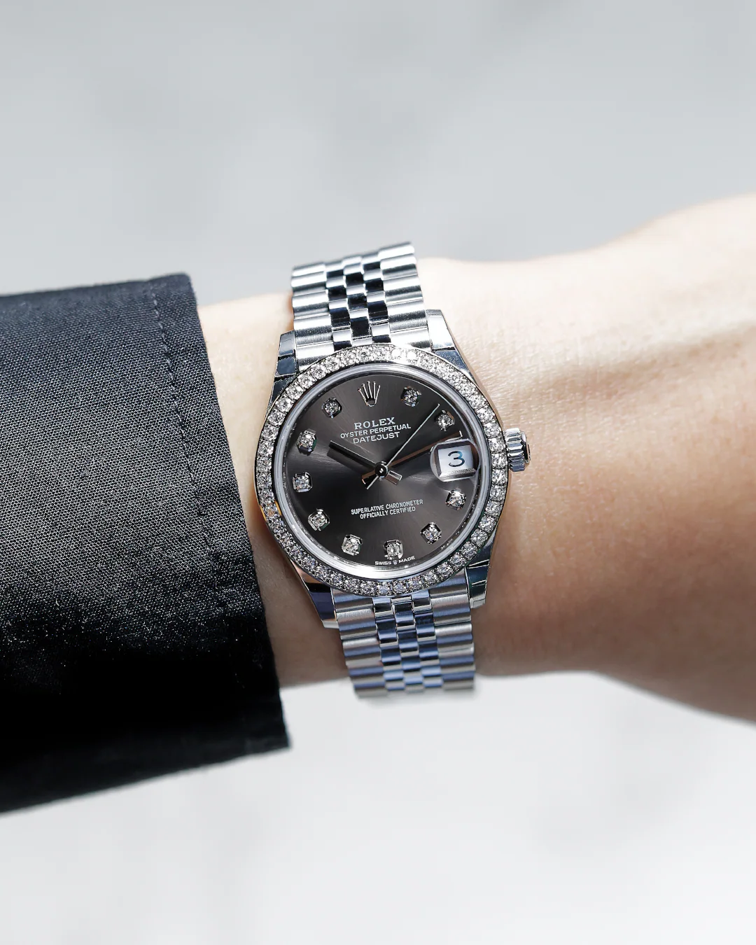 Rolex Datejust 31mm Diamond Bezel 10 Diamond Grey Jubilee 278384RBR - Image 6