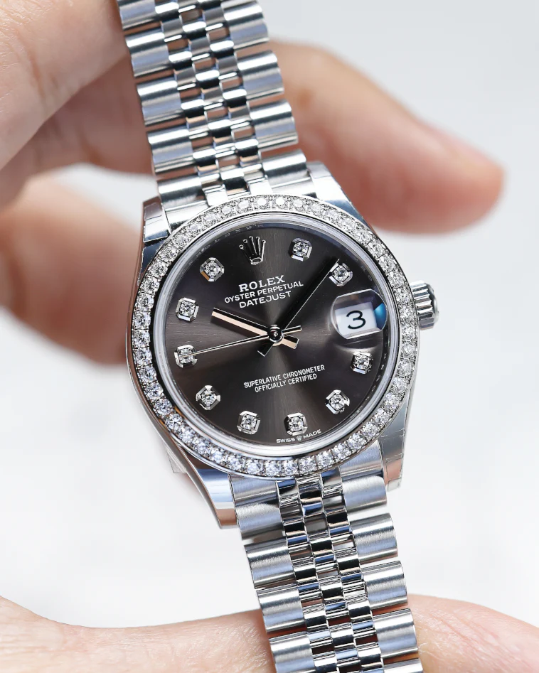 Rolex Datejust 31mm Diamond Bezel 10 Diamond Grey Jubilee 278384RBR - Image 7