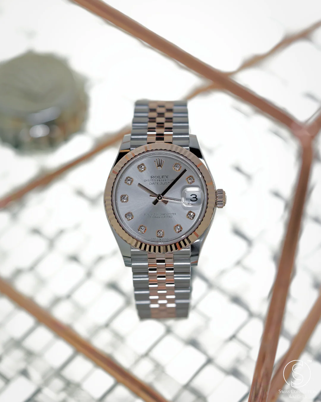 Rolex Datejust 31mm Silver 10 Diamonds Steel Everose Jubilee 278271 - Image 4