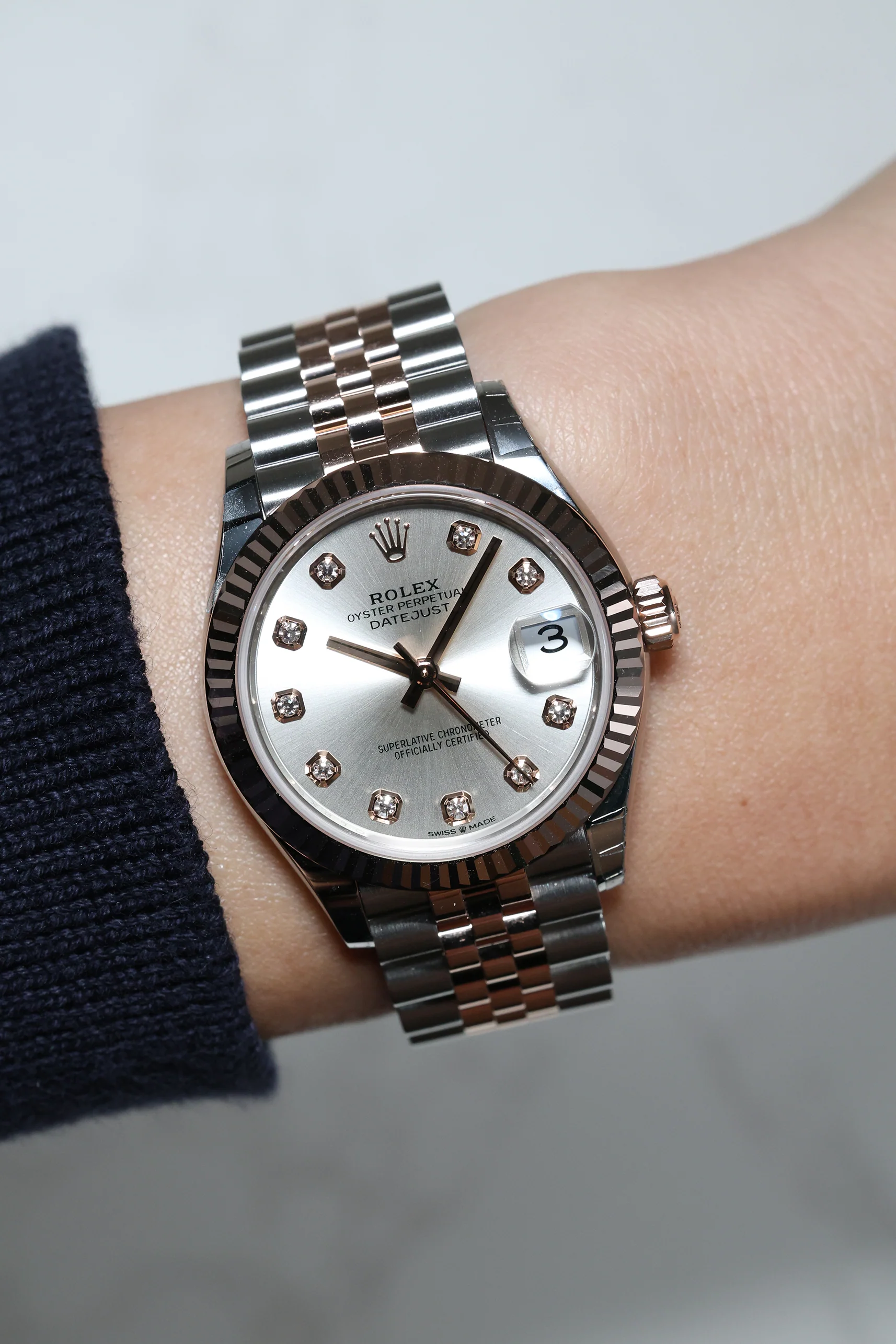 Rolex Datejust 31mm Silver 10 Diamonds Steel Everose Jubilee 278271 - Image 6