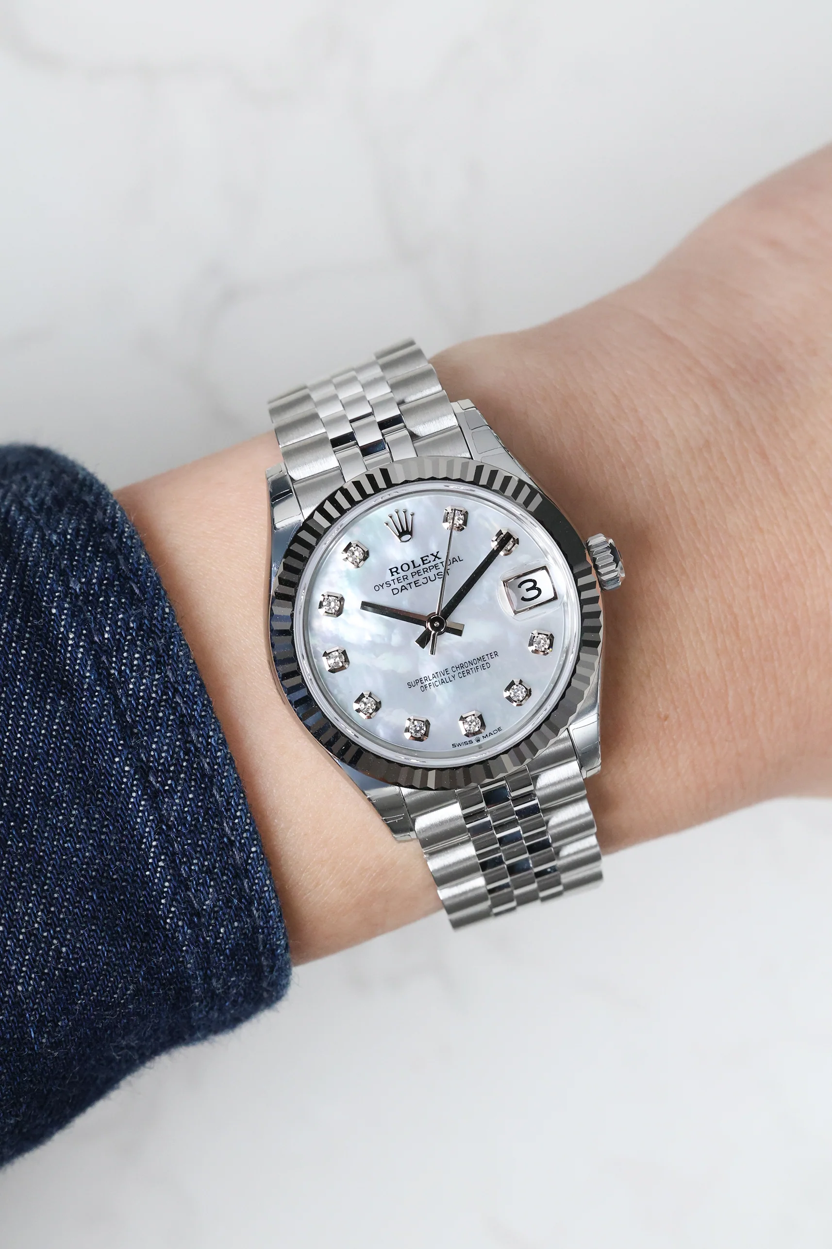 Rolex Datejust 31mm White Mother of Pearl 10 Diamond Jubilee 278274 - Image 6