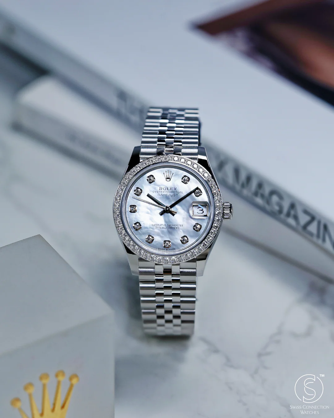 Rolex Datejust 31mm White Mother of Pearl with 10 Diamonds Jubilee 278384RBR - Image 4