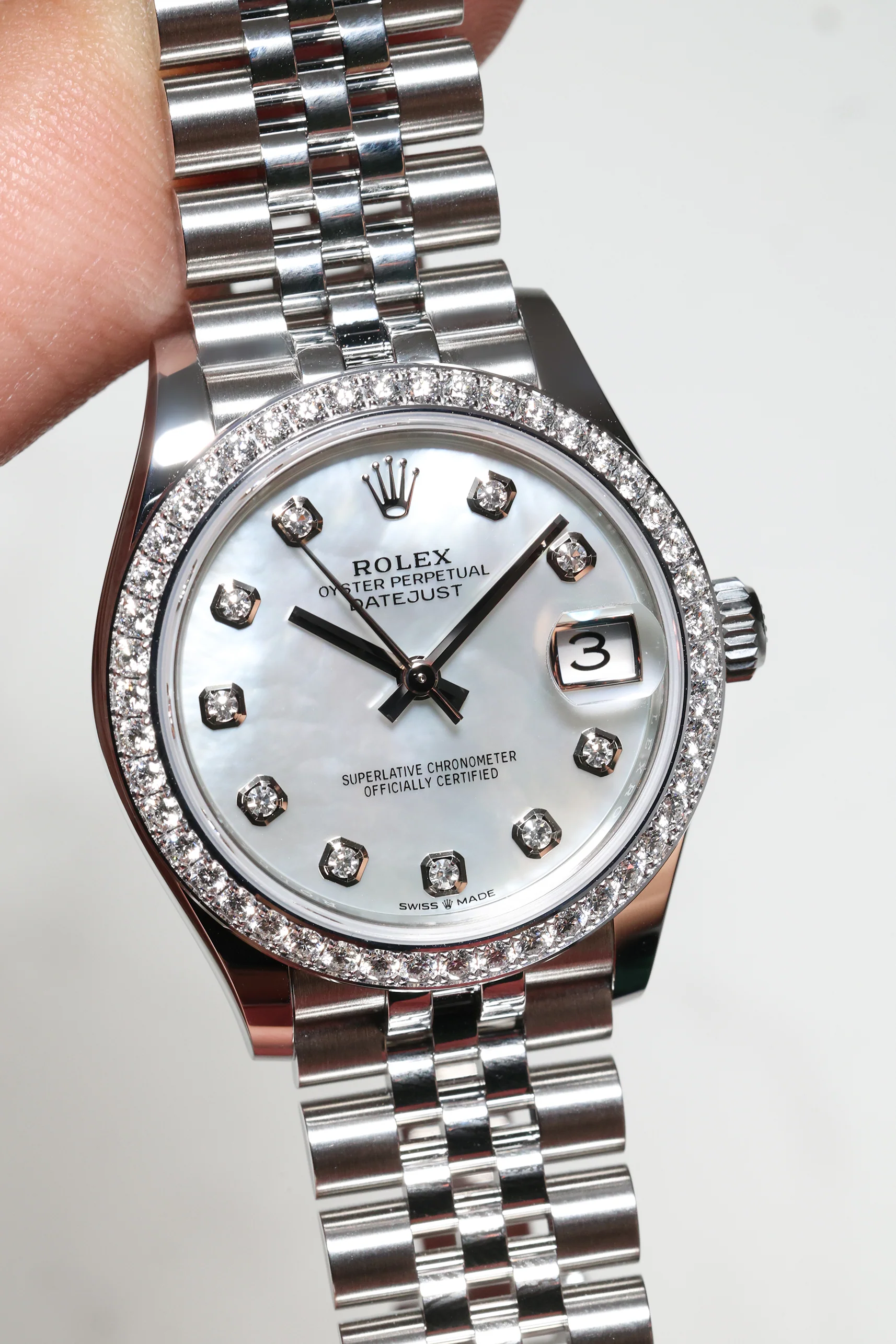 Rolex Datejust 31mm White Mother of Pearl with 10 Diamonds Jubilee 278384RBR - Image 7
