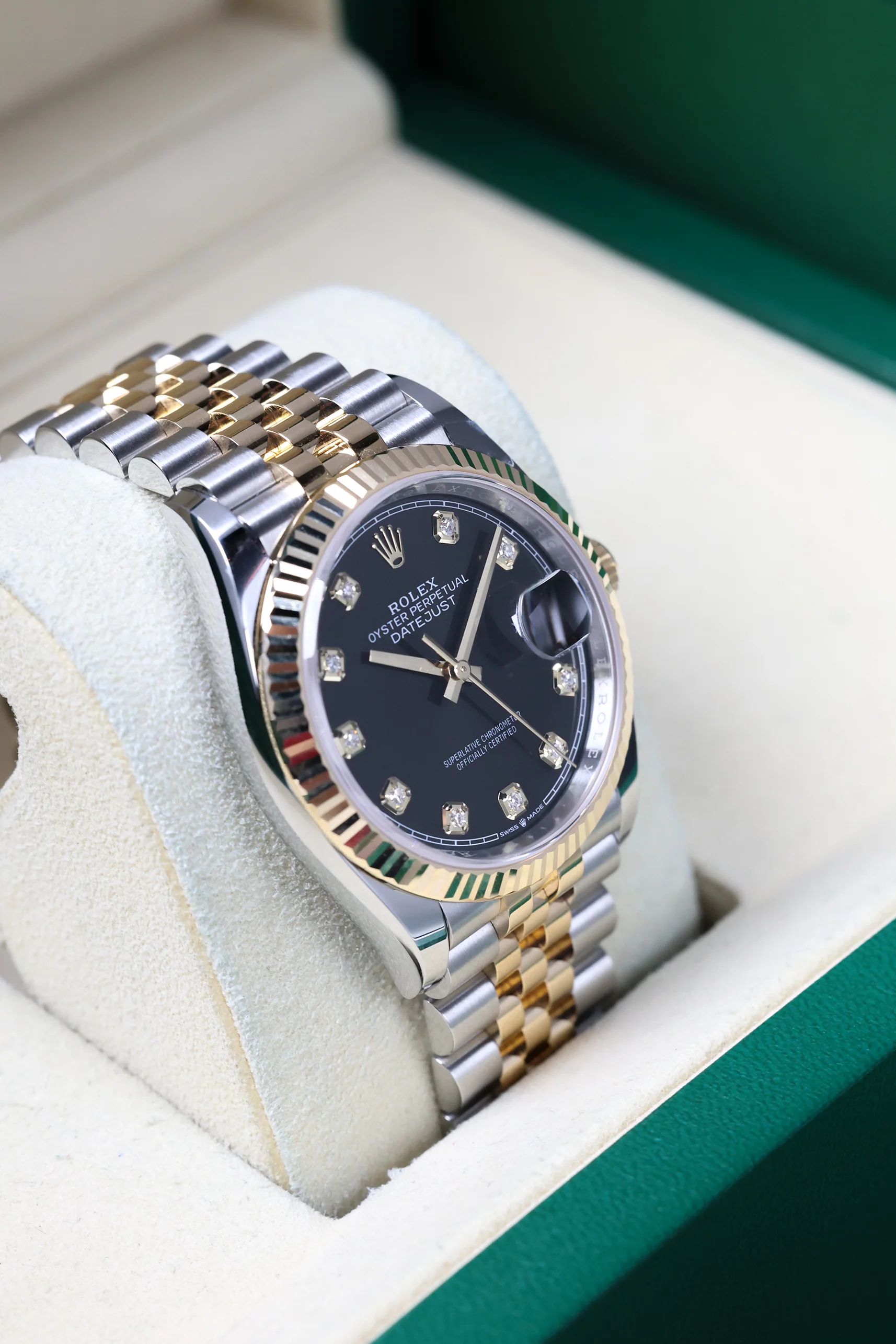 Rolex Datejust 36mm Bright Black 10 Diamond Rolesor Jubilee 126233 - Image 10