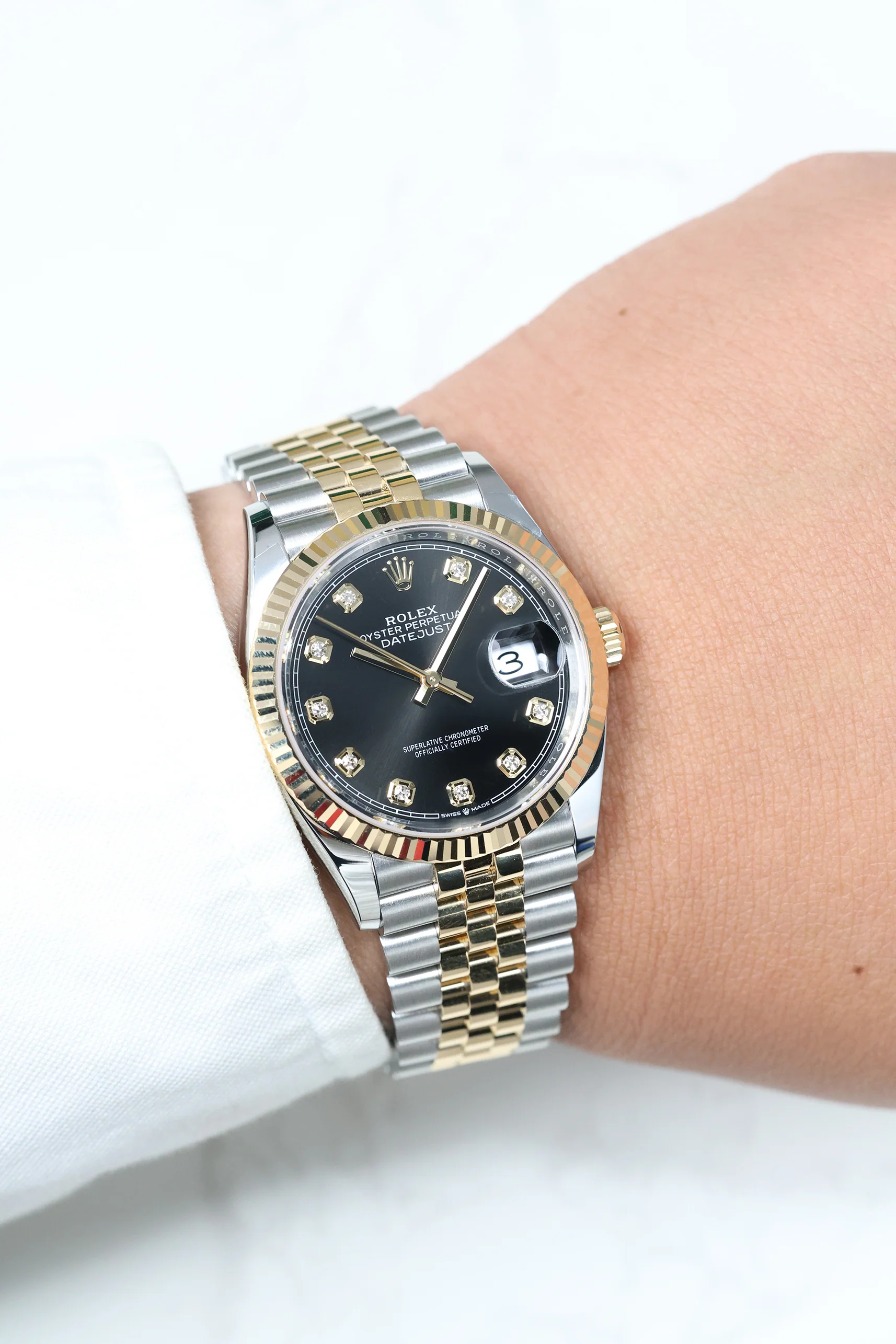 Rolex Datejust 36mm Bright Black 10 Diamond Rolesor Jubilee 126233 - Image 6