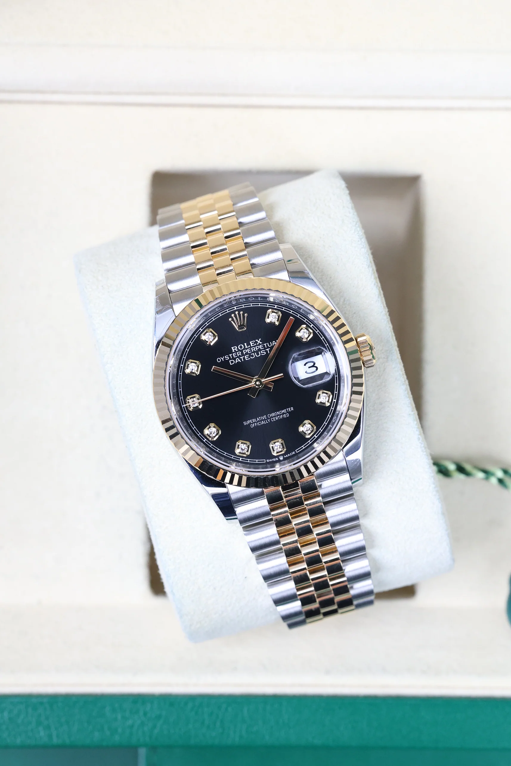 Rolex Datejust 36mm Bright Black 10 Diamond Rolesor Jubilee 126233 - Image 8
