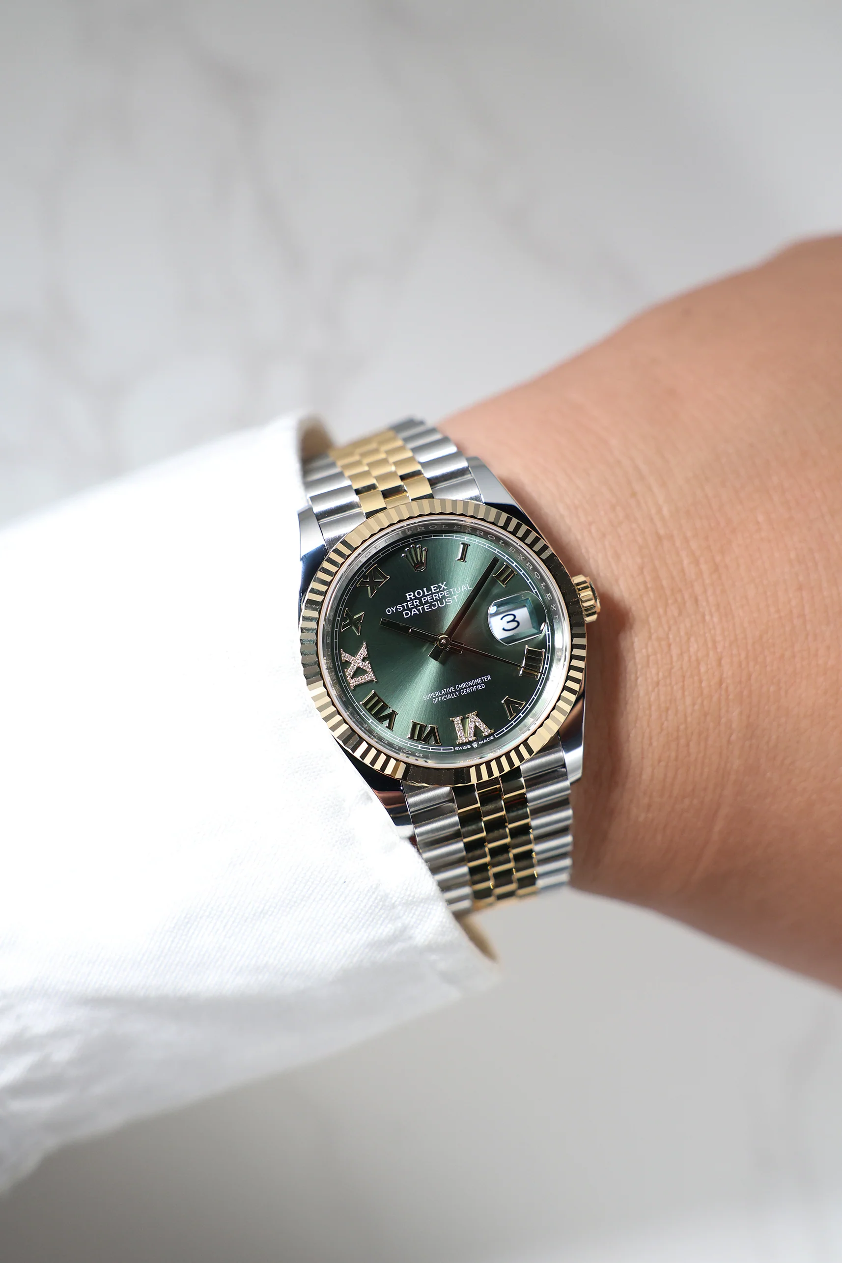 Rolex Datejust 36mm Olive Green VI IX Diamonds Rolesor Jubilee 126233 - Image 6