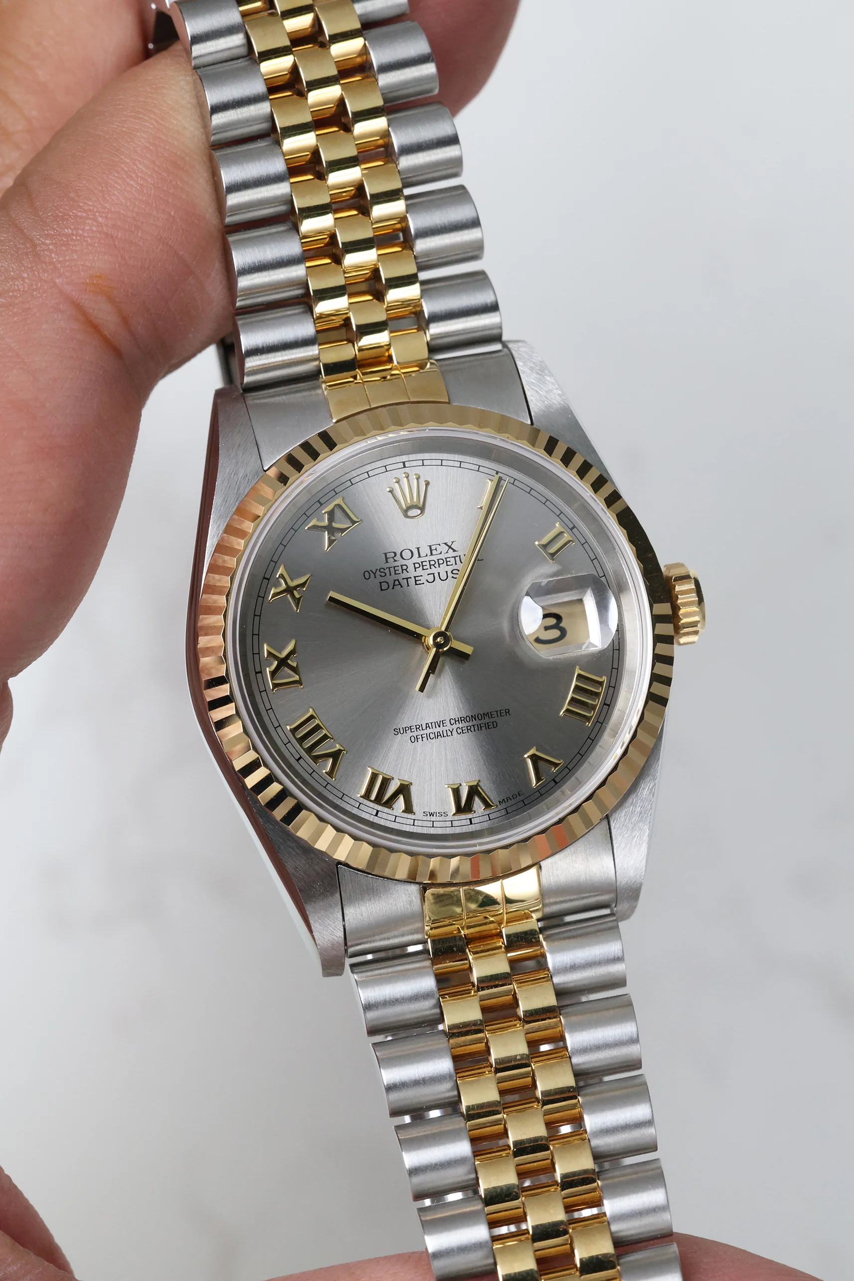 Rolex Datejust 36mm Silver Roman Steel Rolesor on Jubilee 16233 1997 [NOS] - Image 7