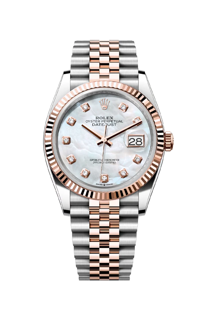 Rolex Datejust 36mm White Mother of Pearl 10 Diamond Jubilee 126231
