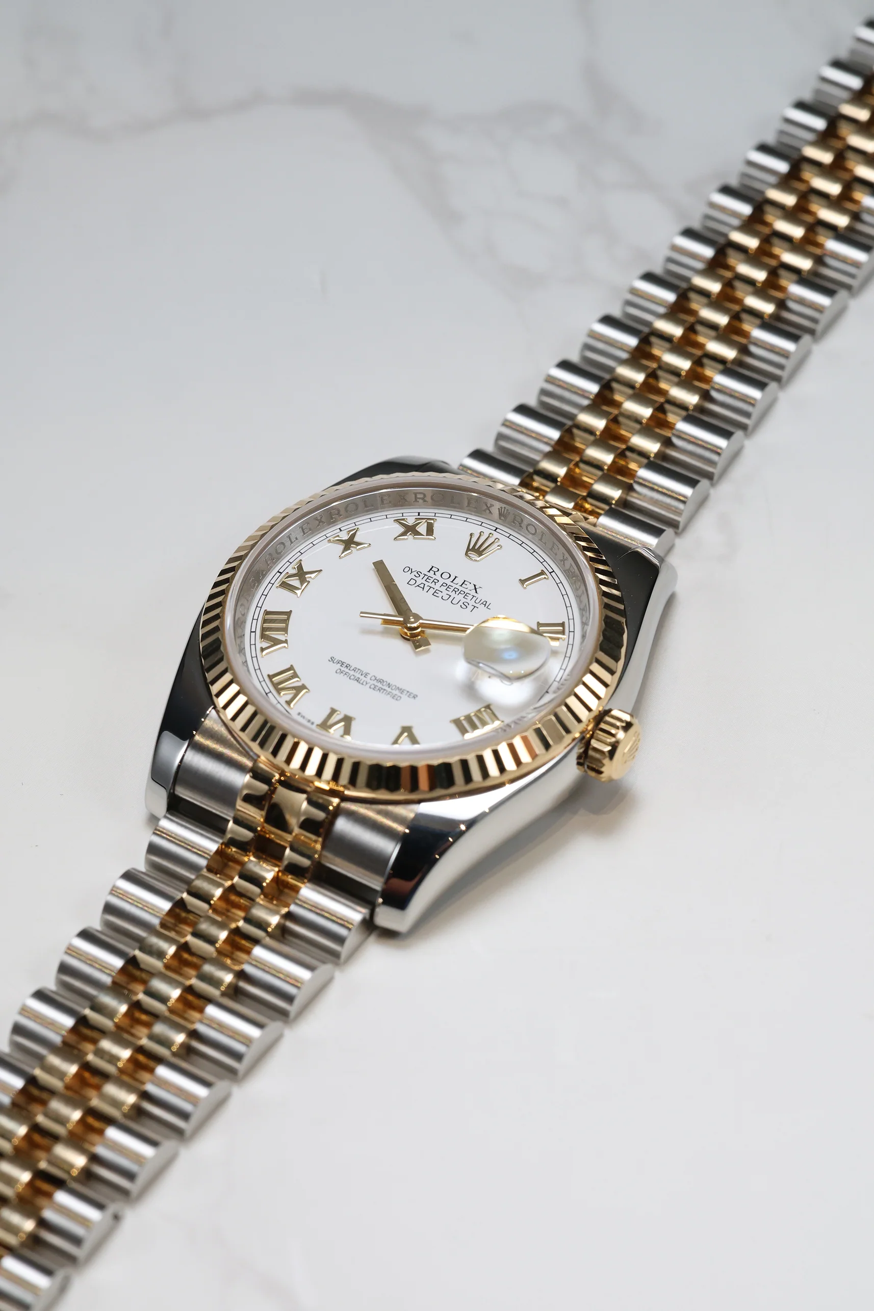 Rolex Datejust 36mm White Roman Dial Steel Rolesor on Jubilee 116233 2012 [Preowned] - Image 16