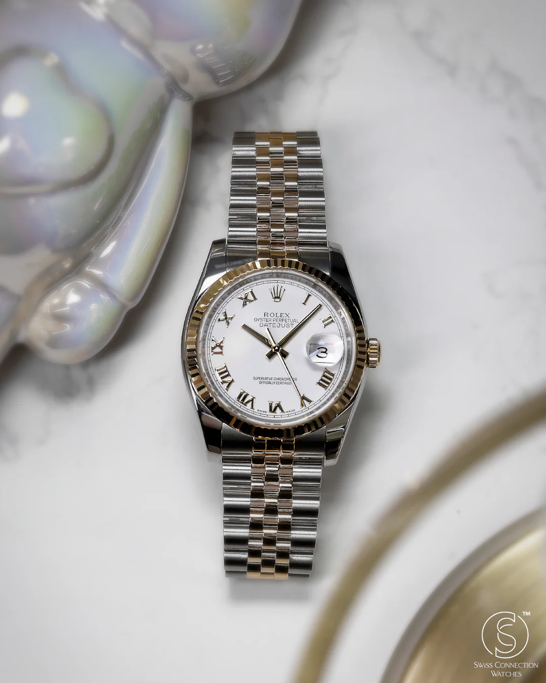 Rolex Datejust 36mm White Roman Dial Steel Rolesor on Jubilee 16233 1998 [NOS] - Image 4