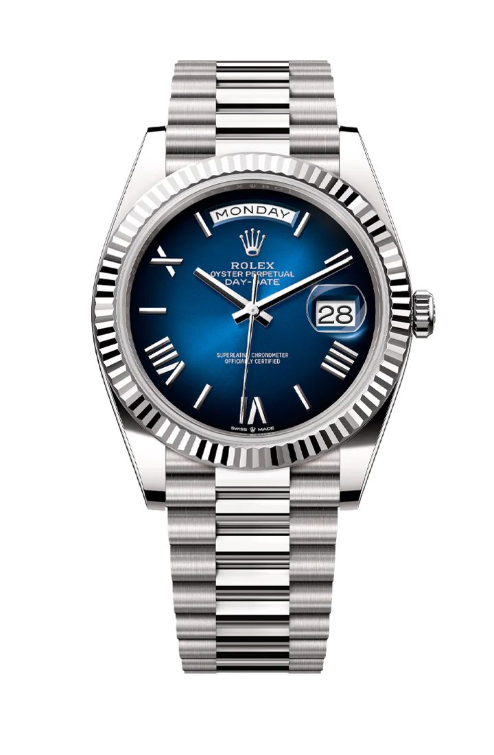 Rolex Day-Date 40 White Gold Blue Ombré 228239