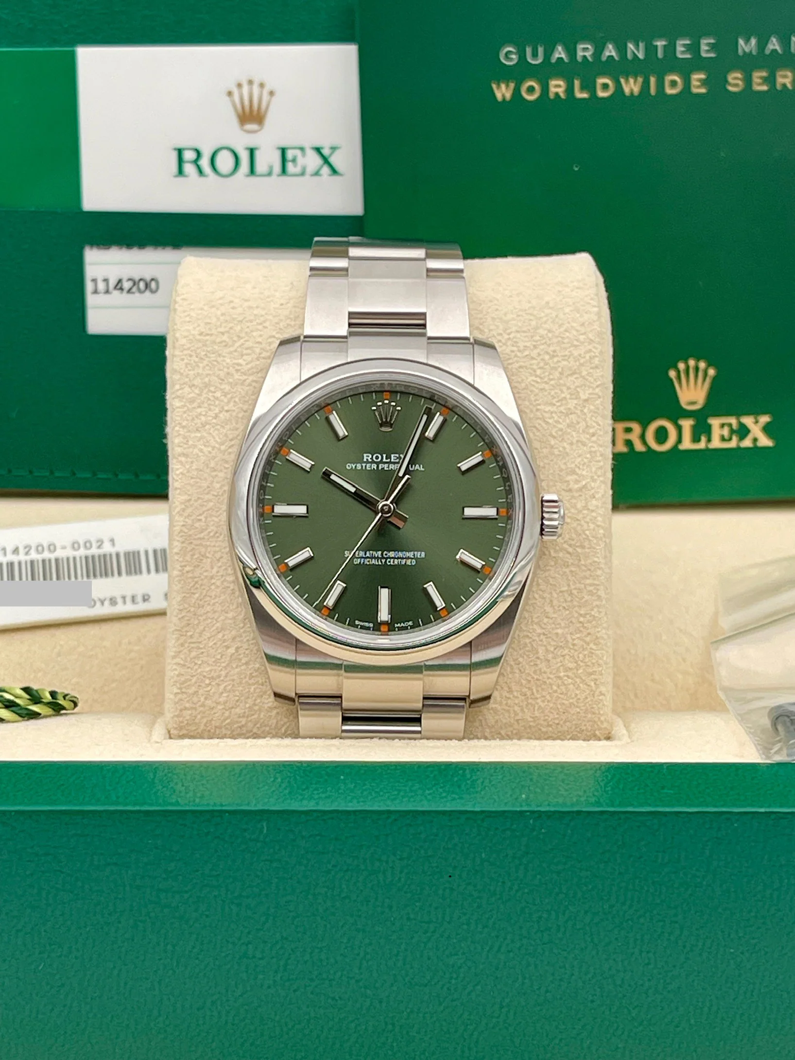 Rolex Oyster Perpetual 34mm Olive Green Dial 114200 2016 [Preowned] - Image 4