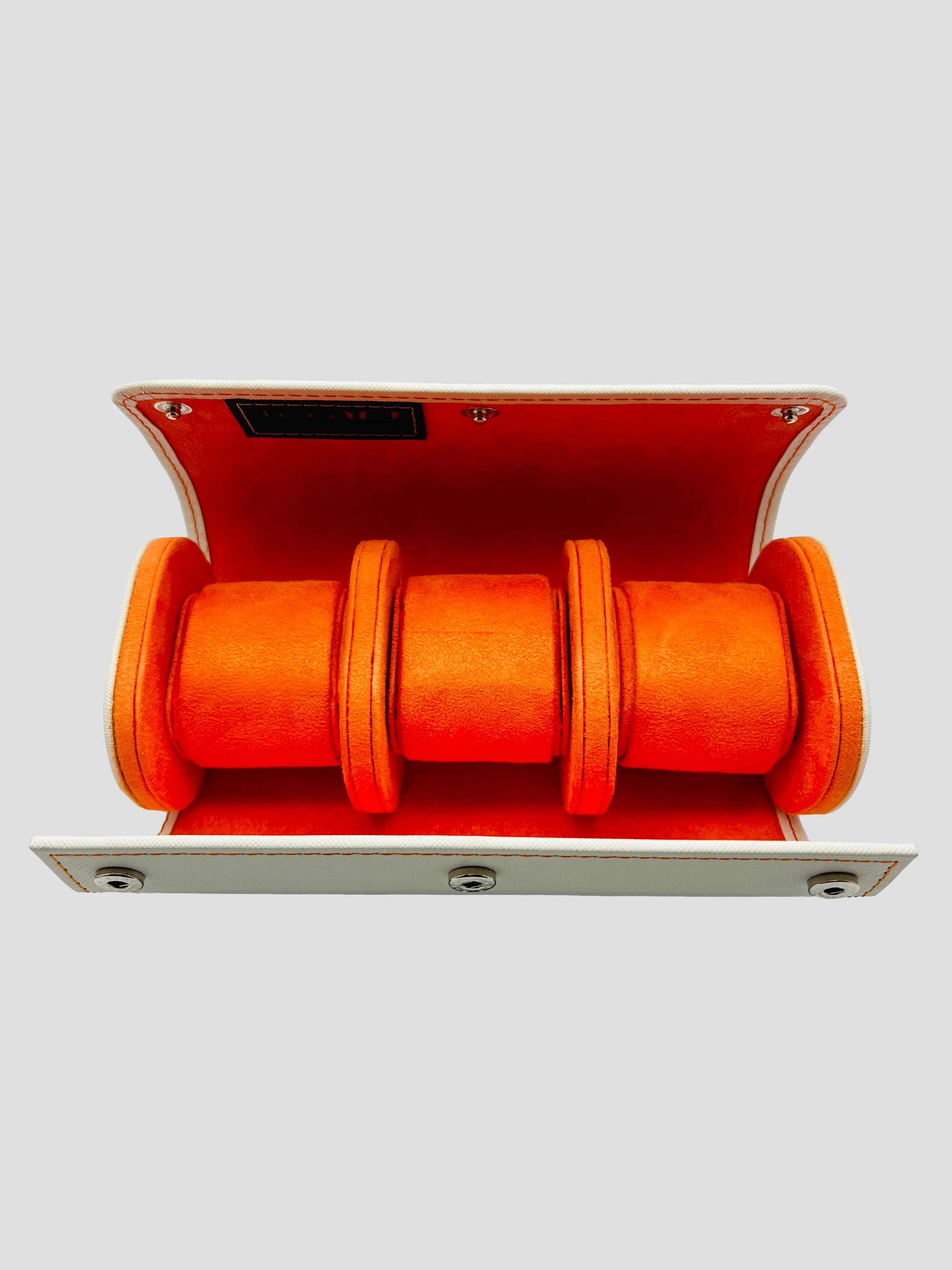 Ten10 Watch Roll for 3 Watches (White Exterior & Orange Suede Interior) - Image 5